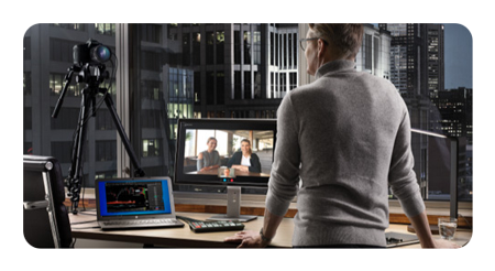 blackmagic atem being used during a presentation