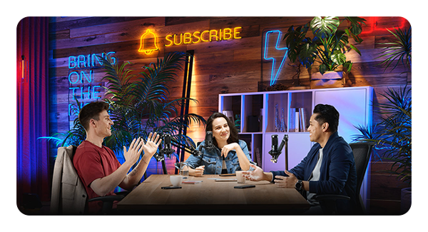 black magic being used in a podcast studio