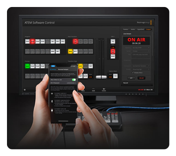 mobile device connected to the blackmagic atem