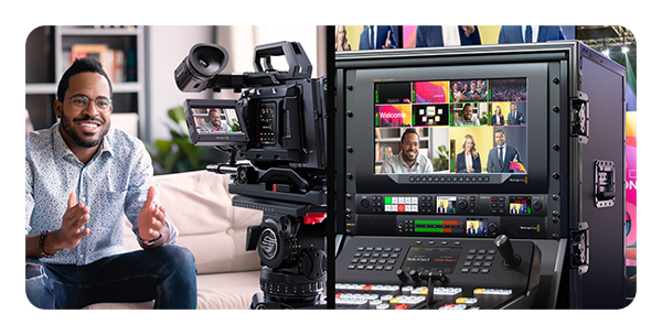 blackmagic encoder being used in a broadcast studio