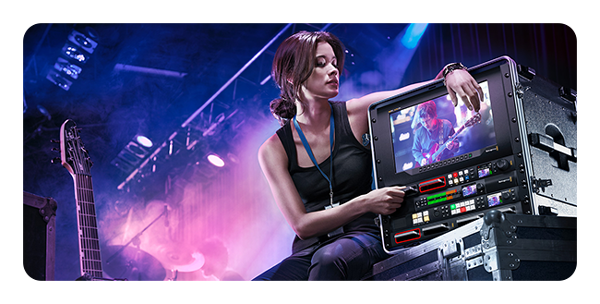 blackmagic videohub mini rackmounted into a case for a live perfomance