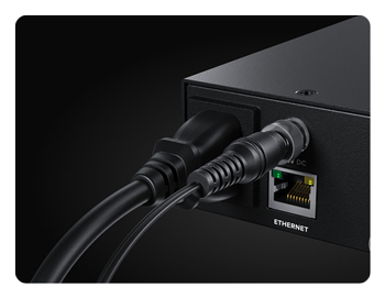 close up of the blackmagic videohub mini power supply