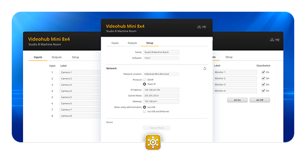 blackmagic videohub utility software interface