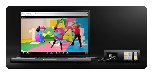 blackmagic videohub mini connected to a laptop for webcam functionality