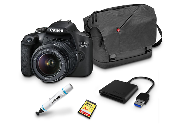 Photographer Bundle Canon 2000D with EF-S 18-55mm IS II + Lenspen + Manfrotto NX Messenger Bag + 32GB SanDisk Extreme SD Card + ICYBOX Card Reader