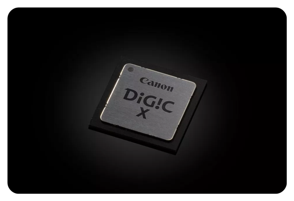 close up of the digi x processor on a black background