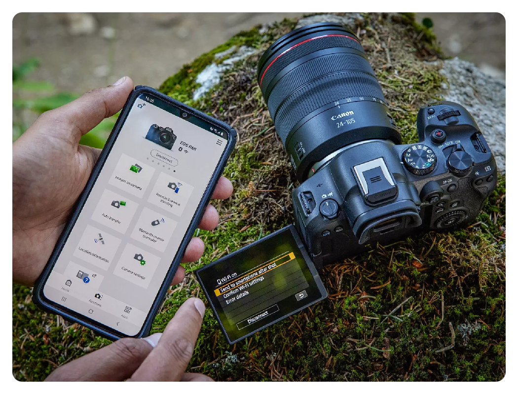 smart phone app conected to the canon r6 mark ii