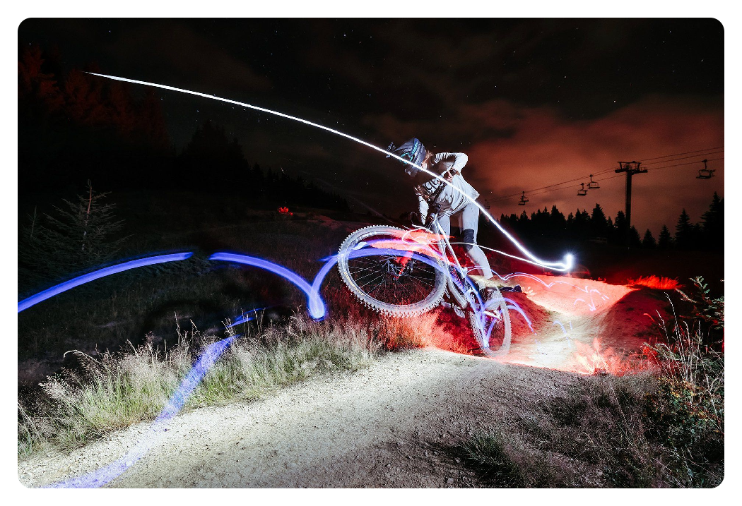 low light shot of a bmx rider at night taken on the canon r6 mark ii camera