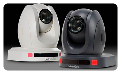 dark blue and white datavideo ptz cameras