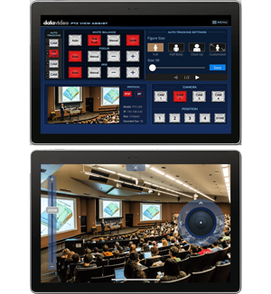 preview image of both switcher and camera control panels in Datavideos Camera control smartphone and tablet application