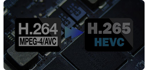 image of h.264 and h.265 badges infront of pcb image