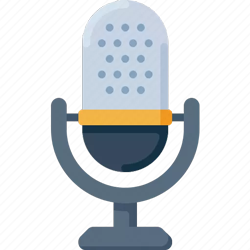 illustrated icon of microphone in grey