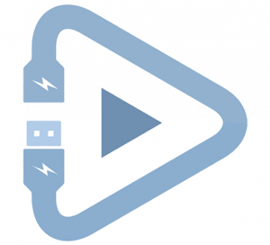 play arrow icon made up of USB cable