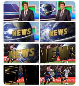multiview imag of news broadcasts with graphical stinger transitions