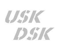 grey icon of usk and dsk text logos