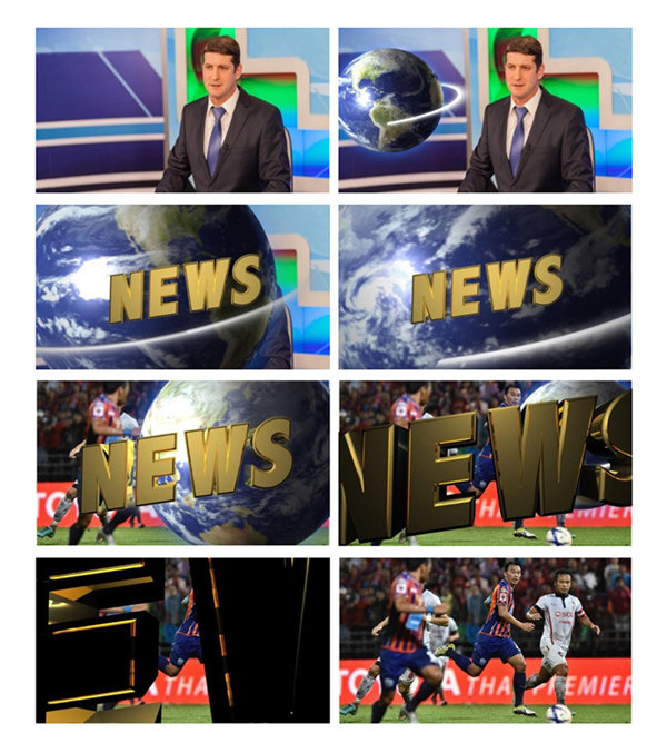 Multiview view image previews of different built in Graphic effects and transitions built into SE-4000 Switcher