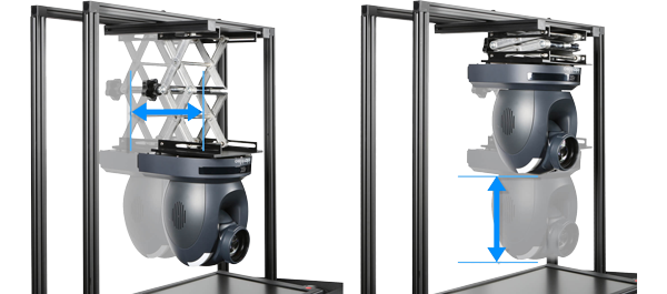 Datavideo TP-900 showcasing the horizontal and vertical adjustment in the mounting mechanism