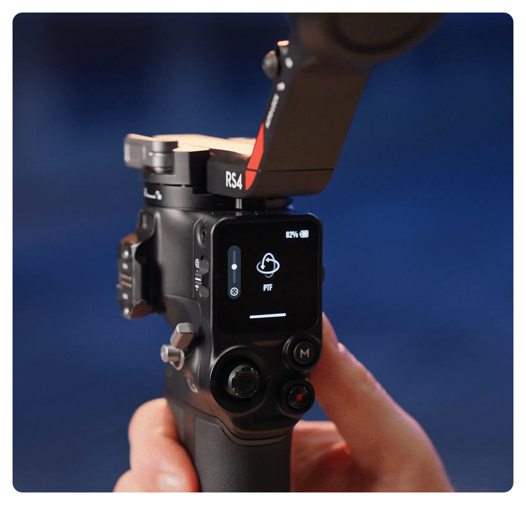 close up of the dji rs 4 axis lock