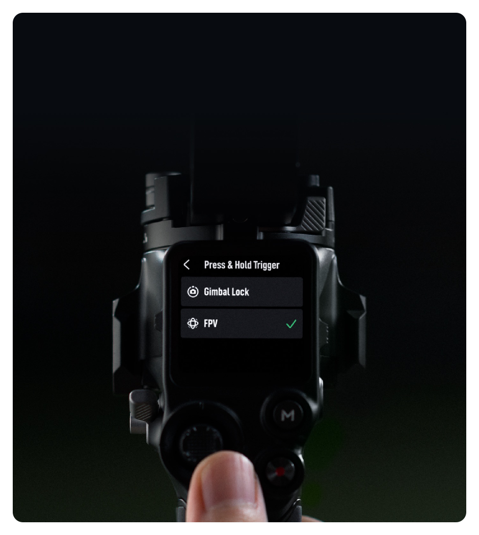 close up of the dji rs 4 touchscreen