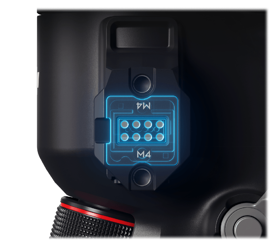 close up of the dji rs 4 rsa communication port