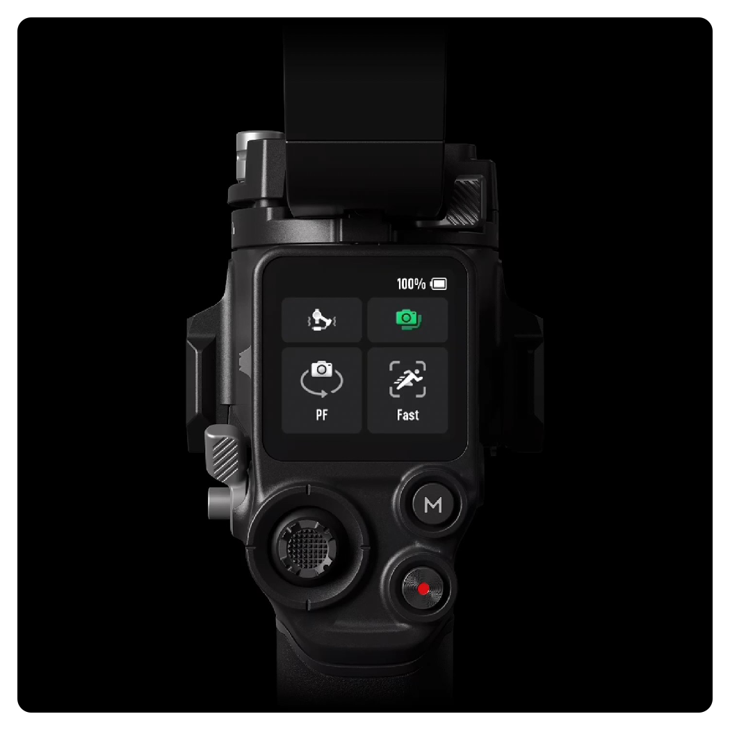 close up of the dji rs 4 oled touchscreen