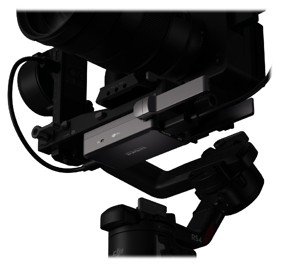 close up of the dji ronin image transmitter on the dji rs 4