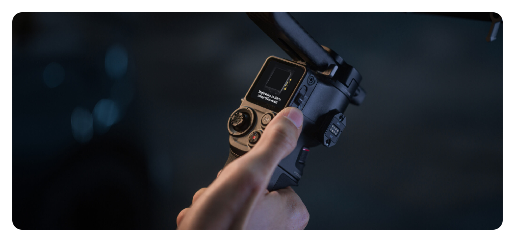 someone using the gimbal mode switch on the DJI RS 4 Pro
