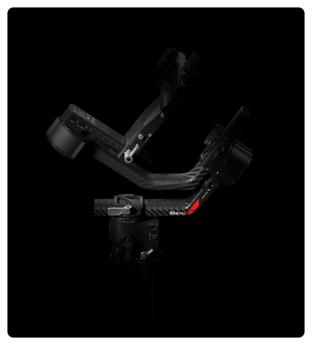 side view of the DJI RS 4 Pro on a black background