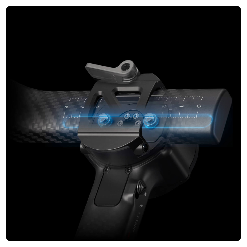 close up of the DJI RS 4 Pro roll axis on a black background