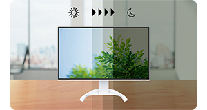 illustration of EIZO monitors automatic dimming feature