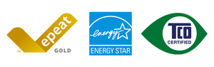 Epeat Gold, Energy Star and TCO Certification badges