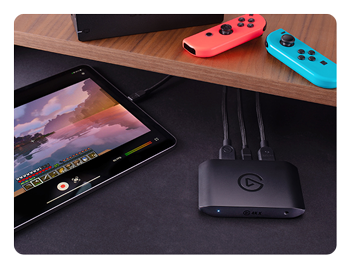 Elgato 4K X on a desk with a switch