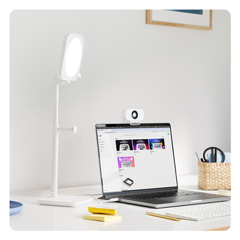 Stand for Key Light Neo in use on a office desk