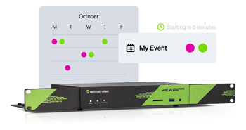 Epiphan Peal Nexus with weekday recording and streaming schedule window behind