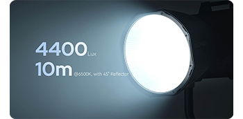 Godox BG2400Bi illuminating 4400lux at 10m text