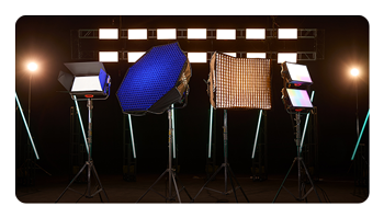 godox led lights with different accessories attached