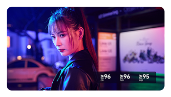 a woman on set lit with the godox led light