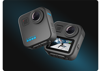 illustration of two GoPro MAX360 cameras showing front and back