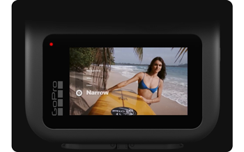 GoPro MAX360 screen with narrow recording option on screen