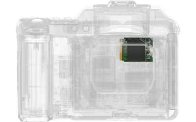 x ray view of Hasselblad X2D Medium Format Camera with internal nvme ssd