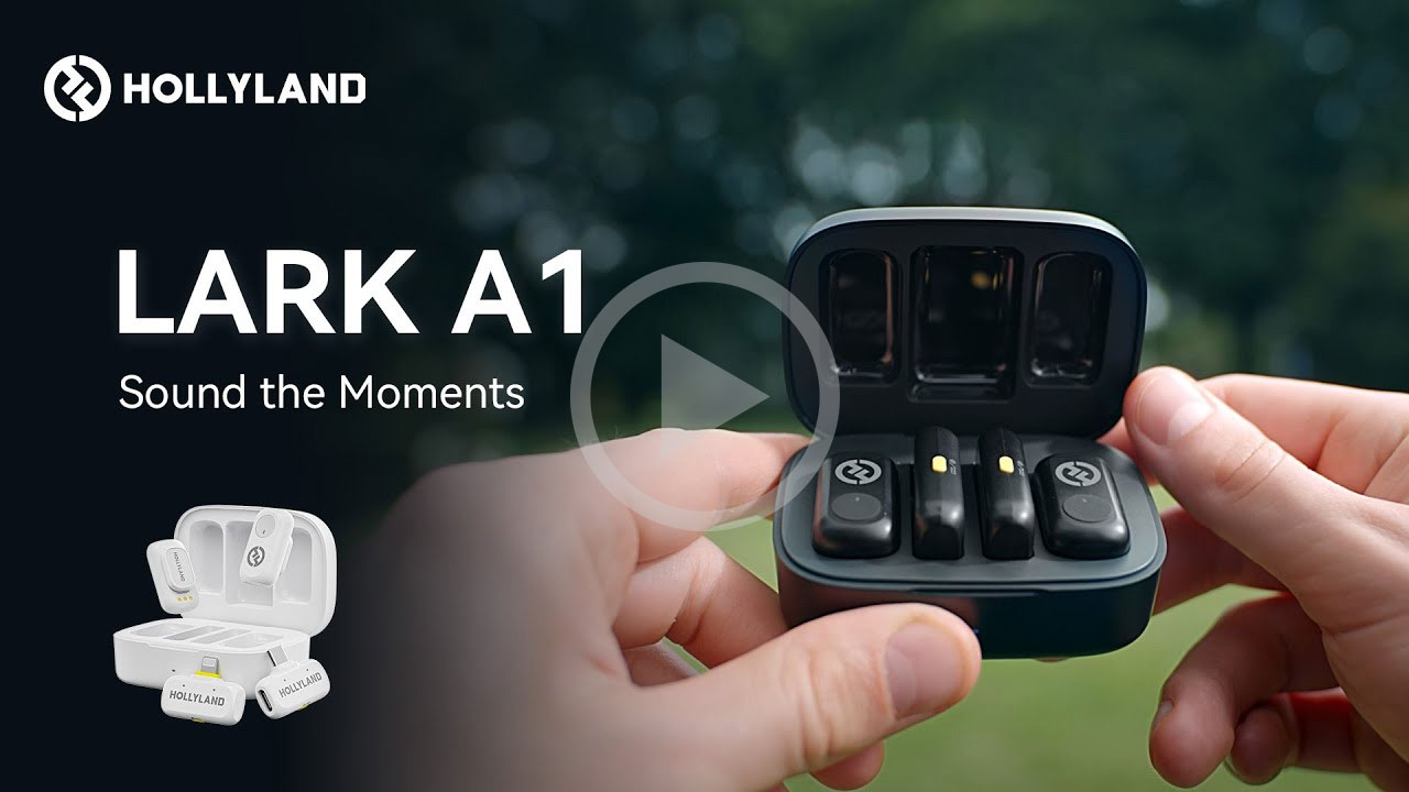 video thumbnail for the Hollyland LARK A1 showing the key features of the Wireless microphone system