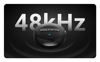 angled view of the Insta360 Mic Air with 48kHz behind it