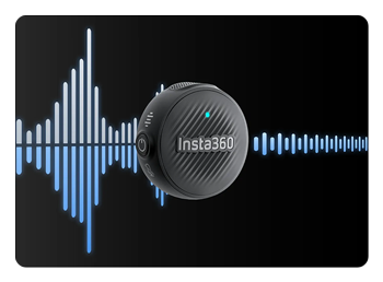 Insta360 Mic Air with soundwave behind it