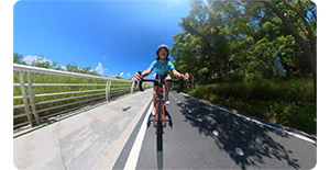 Insta360 X3 360 photo of man riding a bike