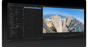 adobe premiere pro software window with Insta360 plugin