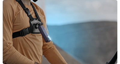 chest mounted inst360 X4 camera in single lens mode