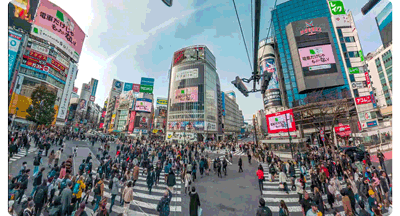 animated gif of tokyo street timelapse of people walking across intersection