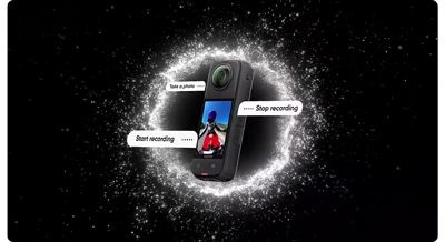 insta360 x4 on blackbackground with highlighted voice controls