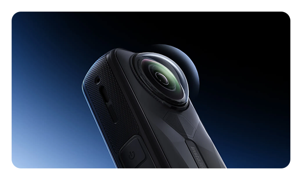 Insta360 X5 lens guard attached to the x5 camera