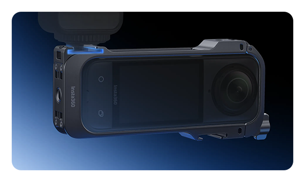 Insta360 X5 Utility Frame being fitted horizontally